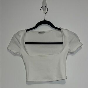 Zara White Square Neck Crop Top